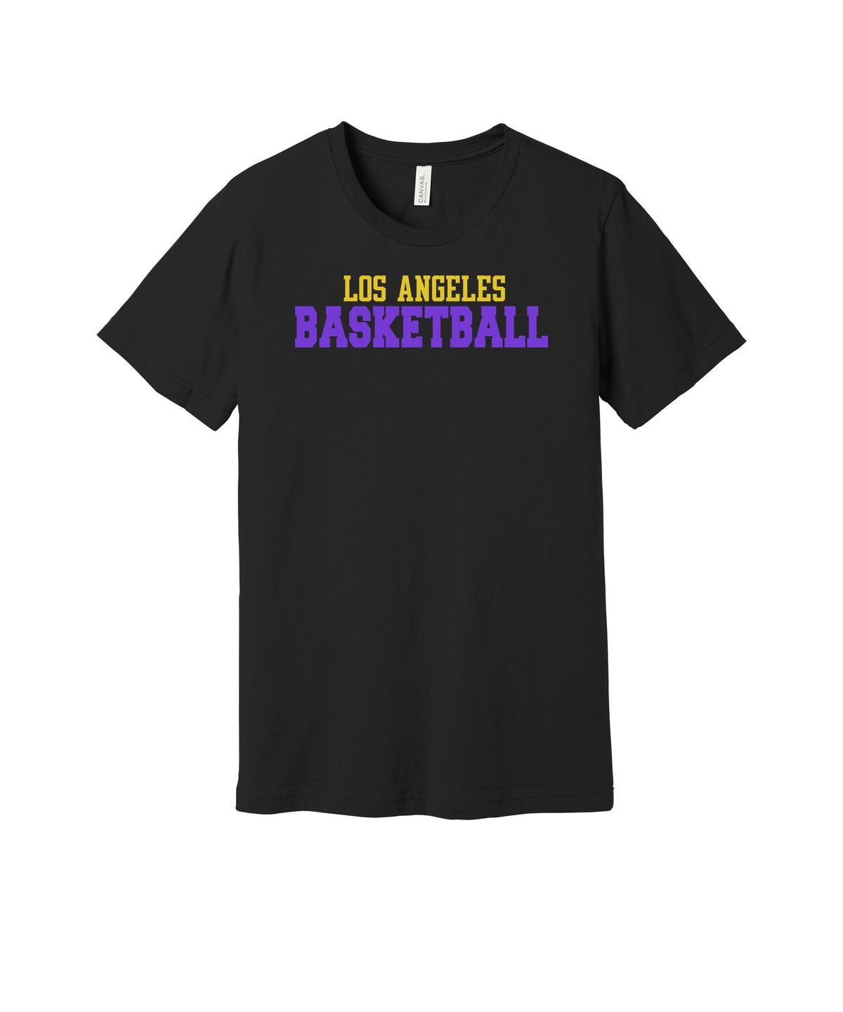 Los Angeles Basketball graphic on a black Bella+Canvas 3001 tee