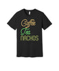 Coffee Tea or Nachos graphic on a black Bella+Canvas 3001 tee