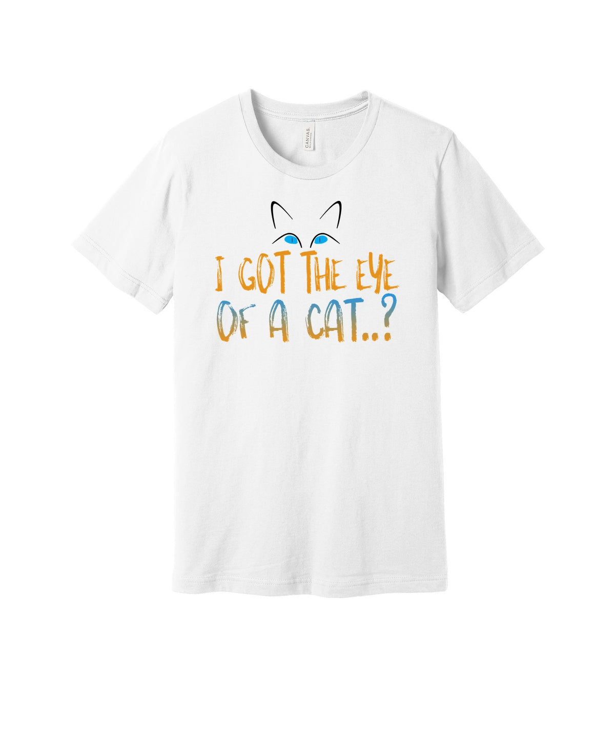 Eye of a Cat graphic on a white Bella+Canvas 3001 tee