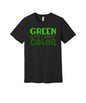 Green Is My Favorite Color graphic on a black Bella+Canvas 3001 tee