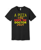 A Pizza a Day graphic on a black Bella+Canvas 3001 tee