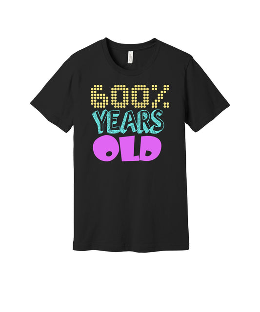 Binary Years Old graphic on a black Bella+Canvas 3001 tee