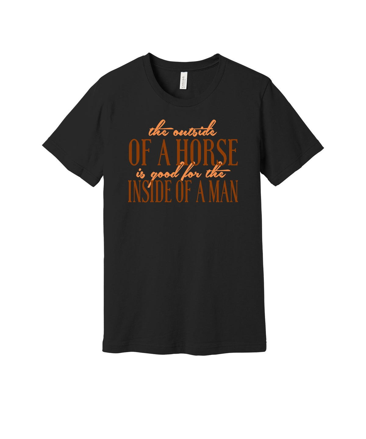 Outside of a Horse graphic on a black Bella+Canvas 3001 tee