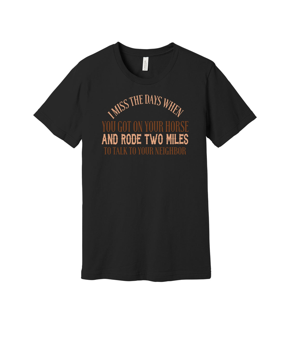Ride to Your Neighbor graphic on a black Bella+Canvas 3001 tee