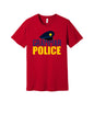 Grammar Police graphic on a red Bella+Canvas 3001 tee