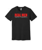 Real Men Marry Teachers graphic on a black Bella+Canvas 3001 tee