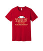 Bowl of Stupid for Breakfast graphic on a red Bella+Canvas 3001 tee