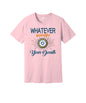 Whatever Sprinkles Your Donuts graphic on a pink Bella+Canvas 3001 tee