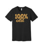 One Hundred Percent Old graphic on a black Bella+Canvas 3001 tee